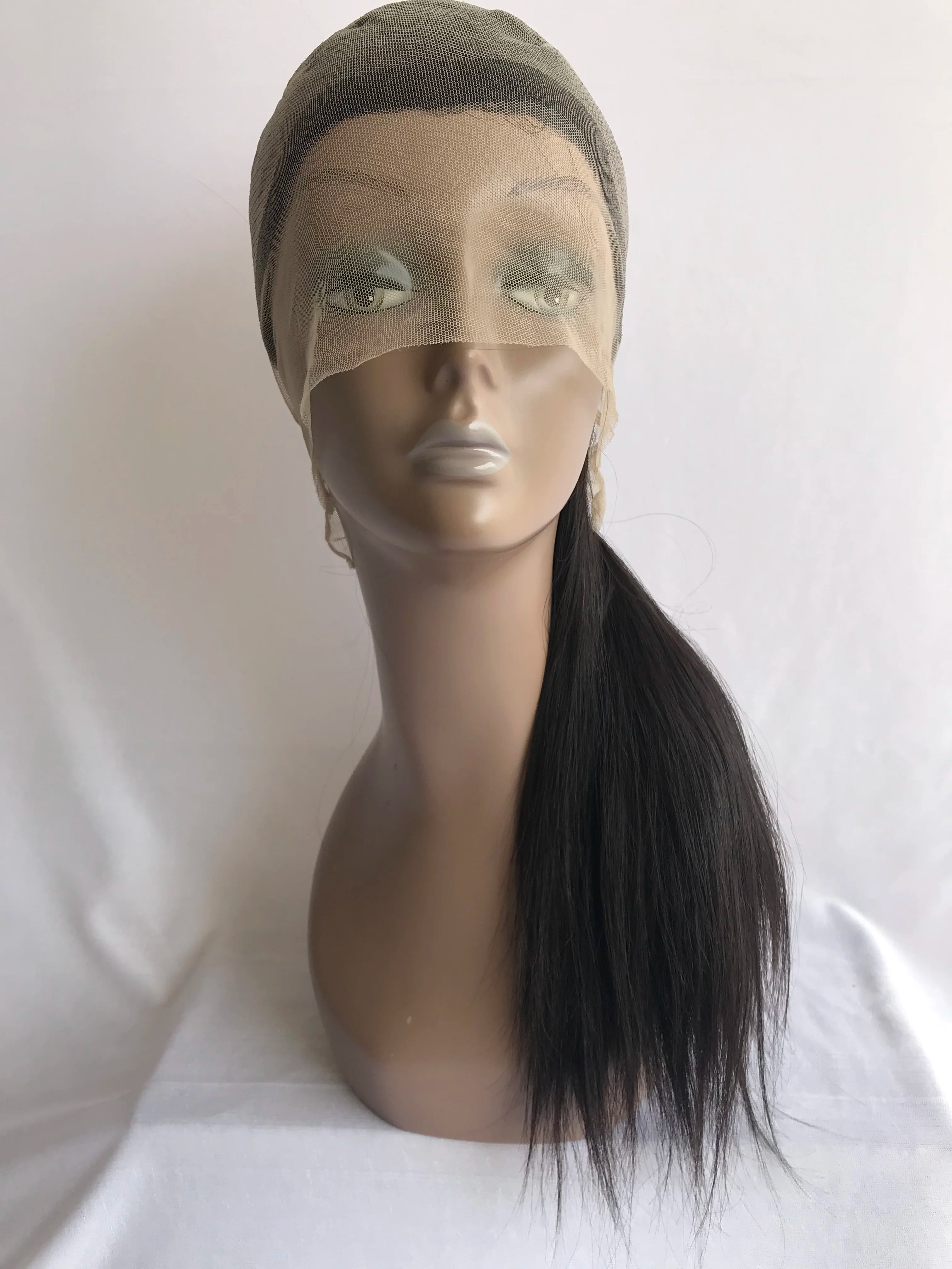 100% Exported Raw Unprocessed 18-Inch Natural Straight Full Cuticle Aligned Indian Temple Virgin Hair One Donor Human Hair Wigs