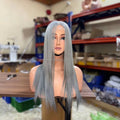 100% Raw Vietnamese Grey Color 18 Inches Bone Straight Human Hair Wigs Double Drawn Long Length Vendor