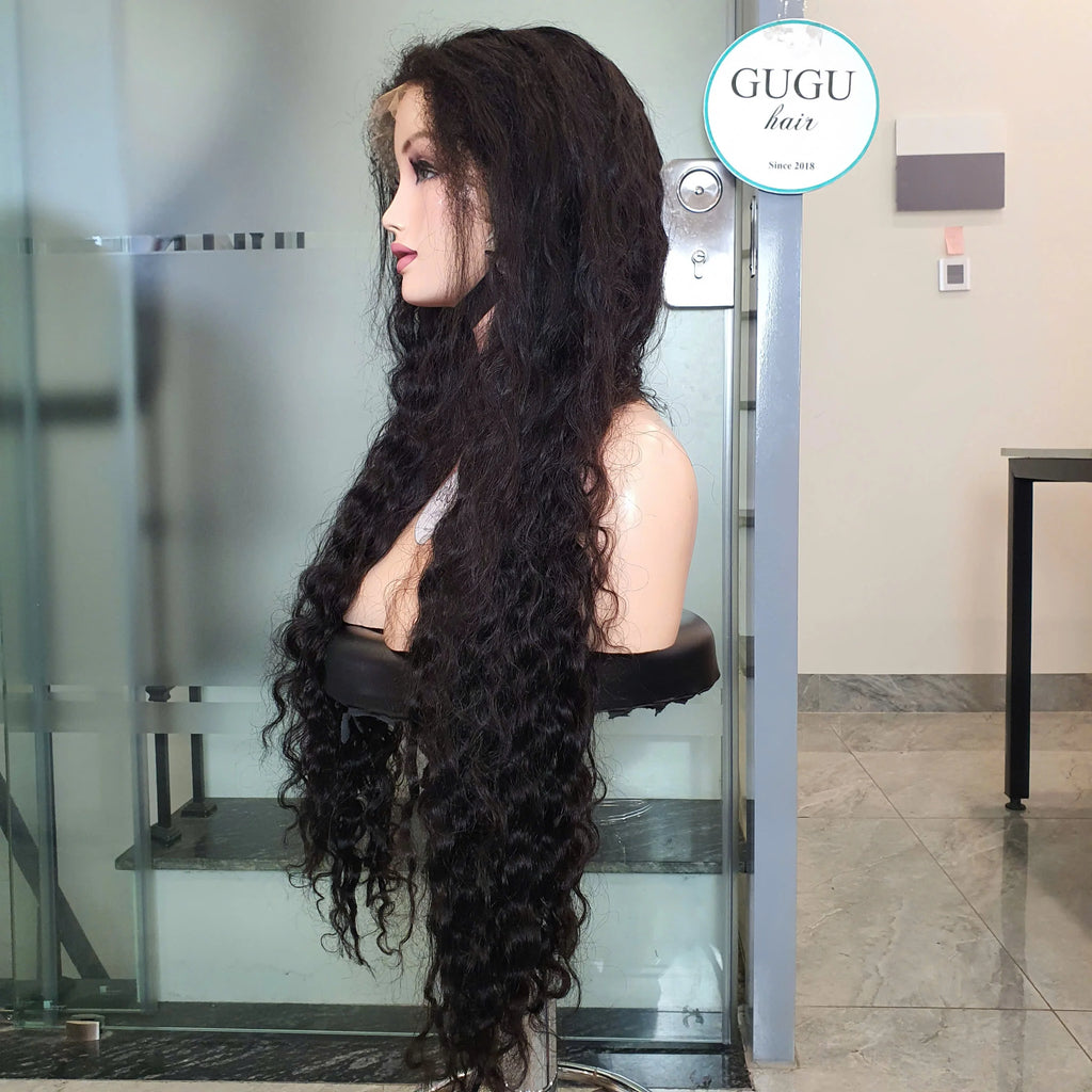 Long length deep wave Human Hair Wigs 100% Vietnamese raw Natural Color Double Drawn High density HD lace