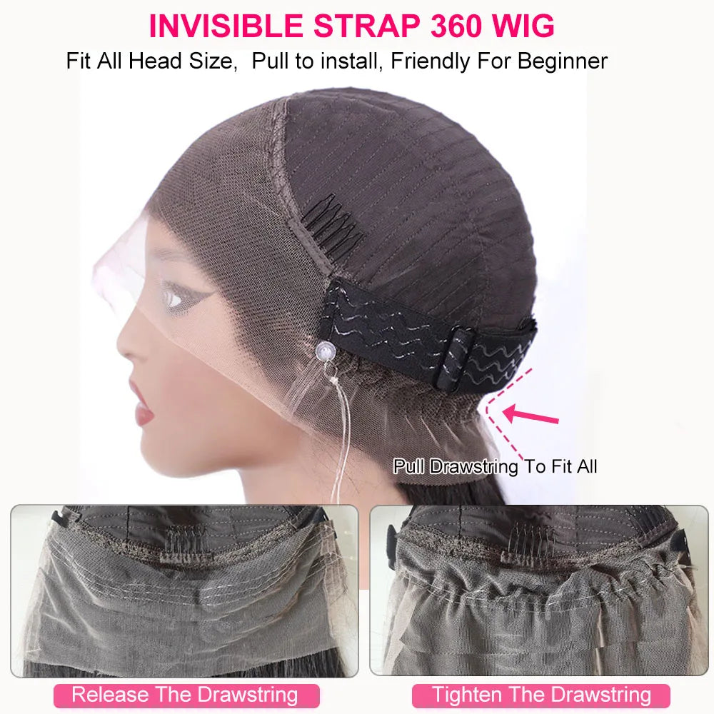 4C Kinky Edges Water Wave Invisible Strap 360 Full Lace Front Glueless Wig Vietnamese Raw Human Hair Deep Wave Lace Frontal Wig