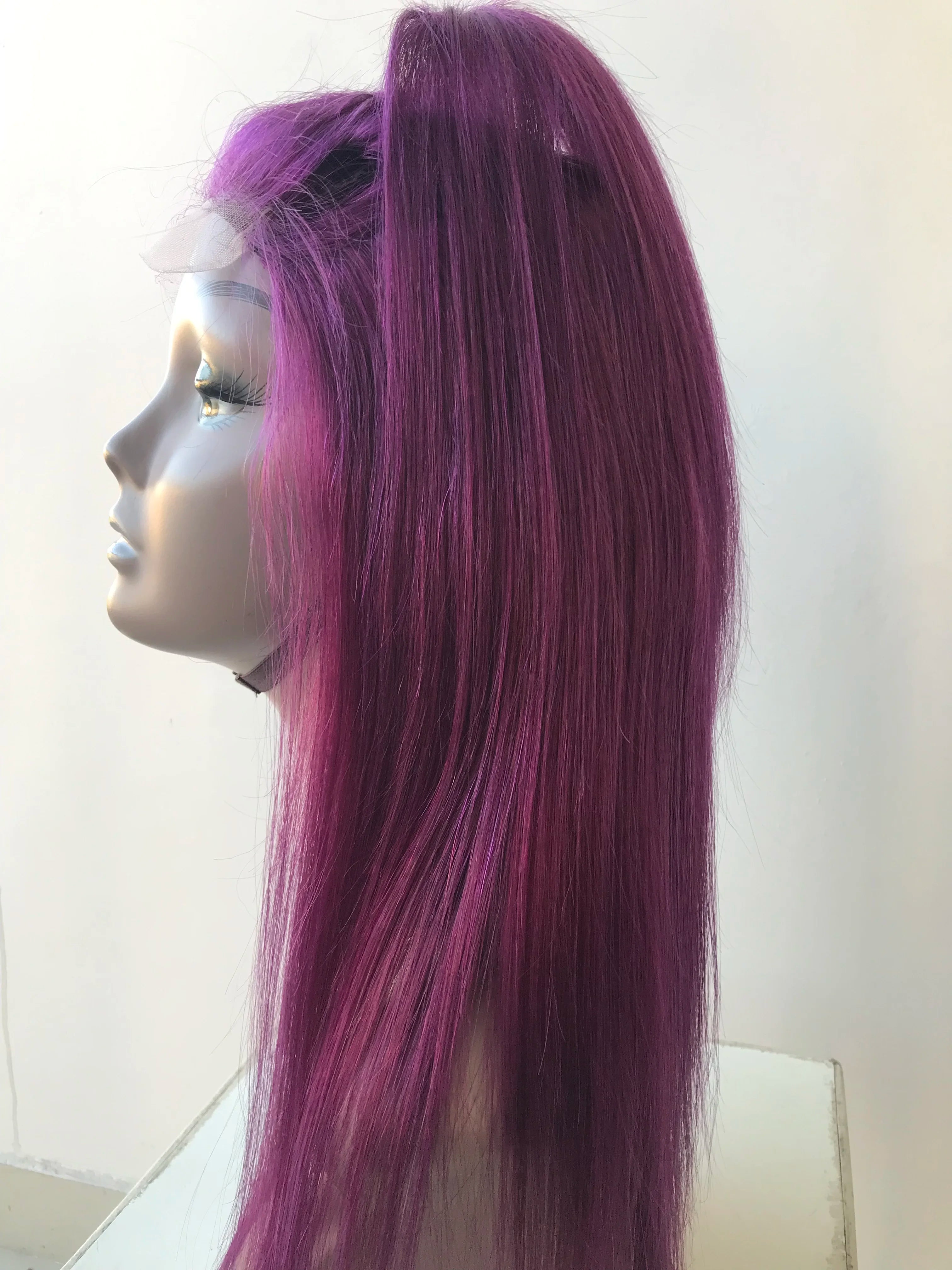 Top Selling Product Cuticle Aligned Purple Colour 4x4 Closure Remy Virgin Straights Human Hair Extensions Wigs Vendors Suppliers