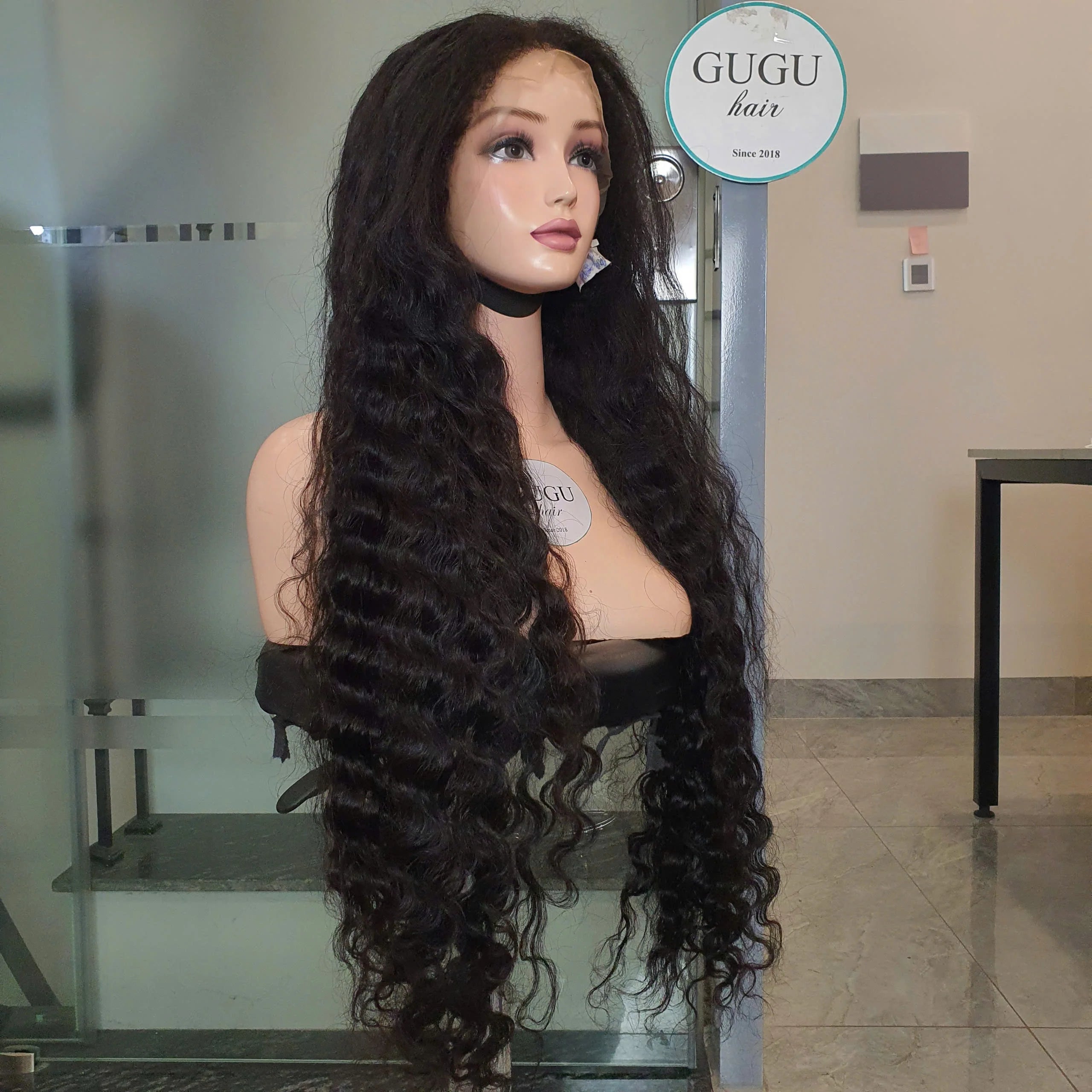 Long length deep wave Human Hair Wigs 100% Vietnamese raw Natural Color Double Drawn High density HD lace