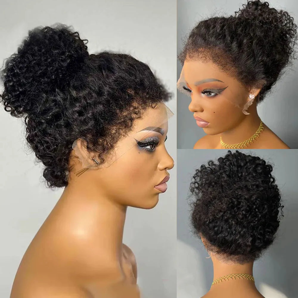 4C Kinky Edges Water Wave Invisible Strap 360 Full Lace Front Glueless Wig Vietnamese Raw Human Hair Deep Wave Lace Frontal Wig
