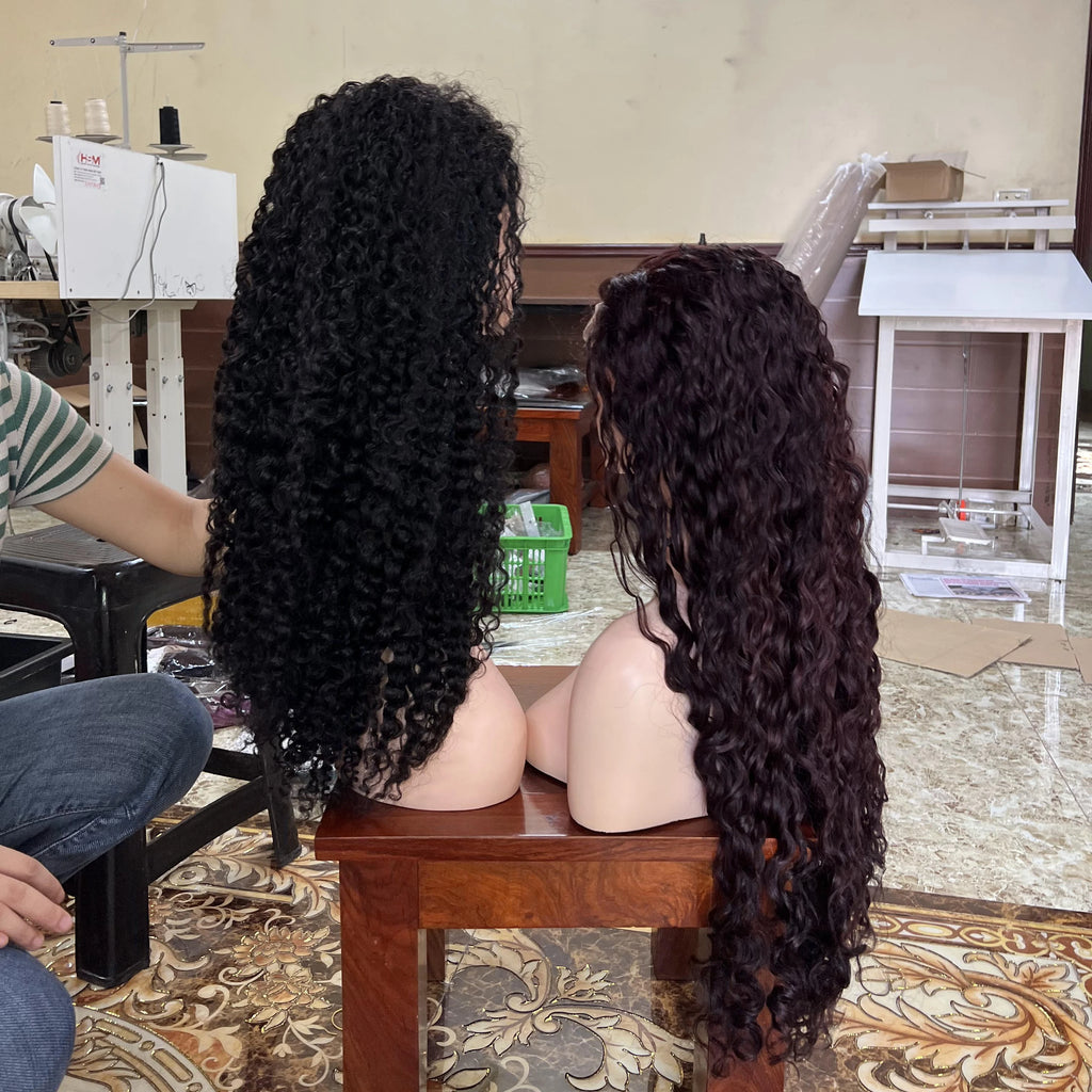 Vietnamese Lace Front Wigs Glueless Cuticle Aligned Curly Human Hair Frontal for Black Women Training Heads