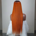 30inch 100% Virgin Vietnamese Remy Human Hair for Orange Deep Wave Straight Lace Front Wigs Double Drawn Long Length Transparent