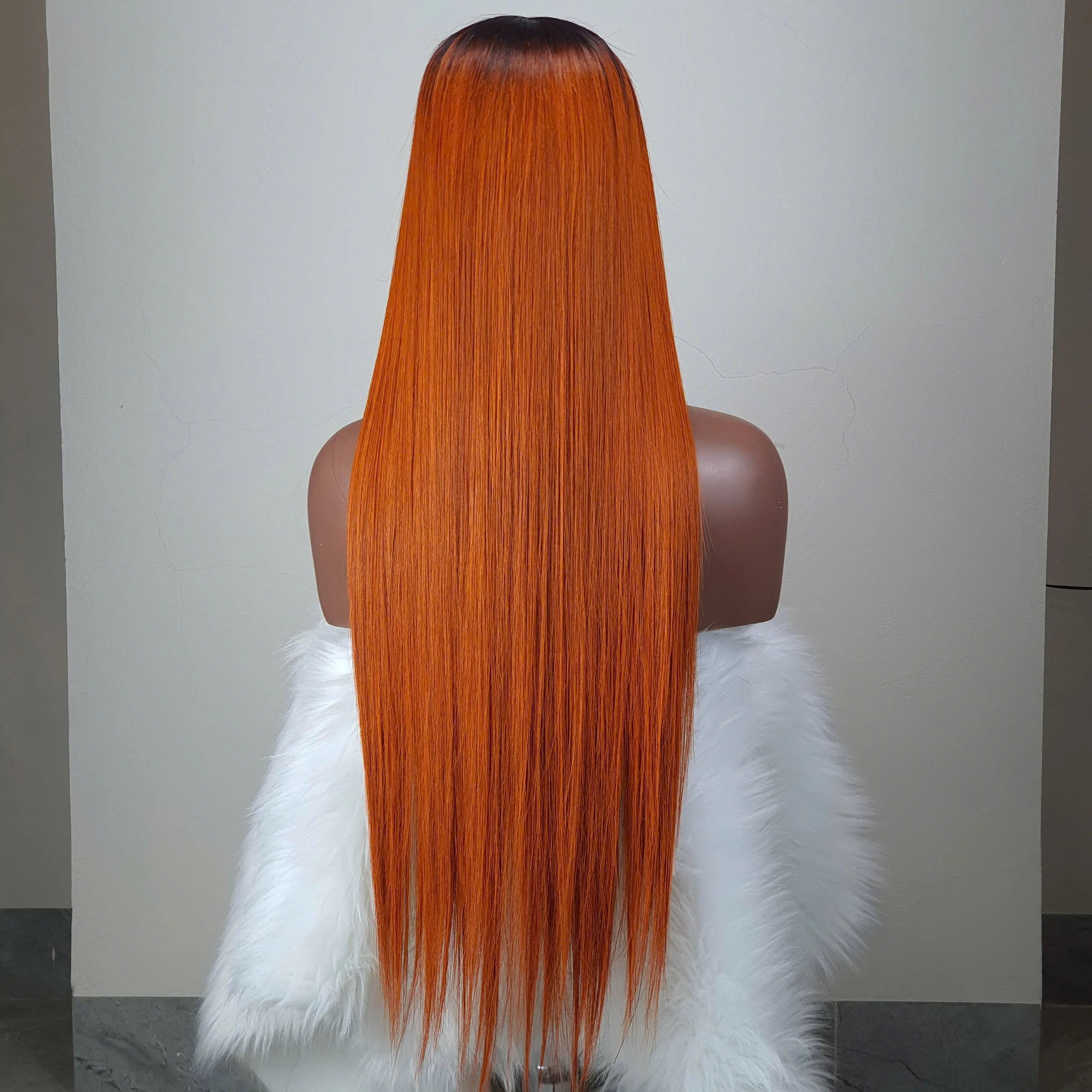 30inch 100% Virgin Vietnamese Remy Human Hair for Orange Deep Wave Straight Lace Front Wigs Double Drawn Long Length Transparent