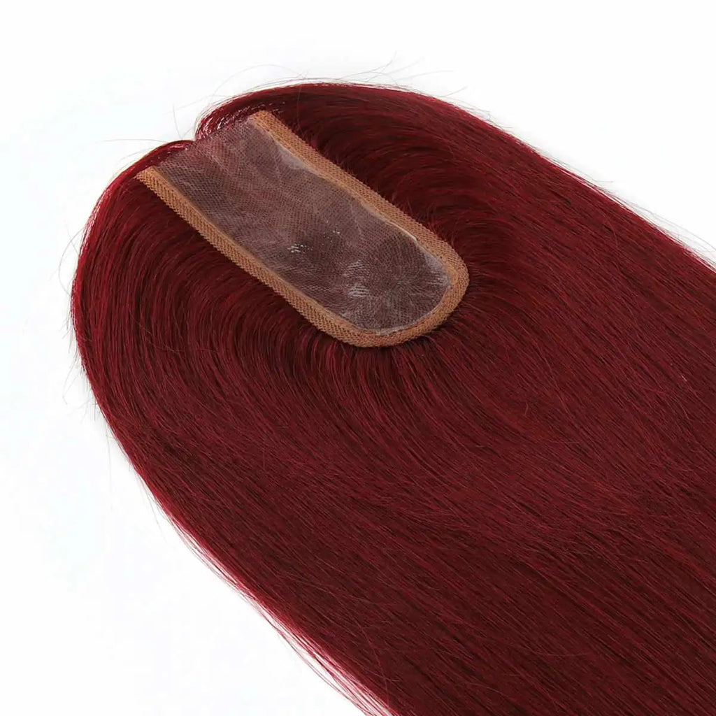 TUW22 Cherry Red Hair PU Topper Women's Hair Pieces for Thinning Hair Human Hair Piece for Hair Loss People Human Hair Toppers