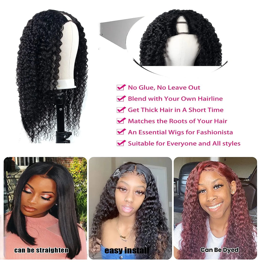 250 Density Kinky Curly V Part 100% Human Hair Wigs For Women No Leave Out Easy Blend Thin Part Lace V Part Wig 30 Inch On Sale