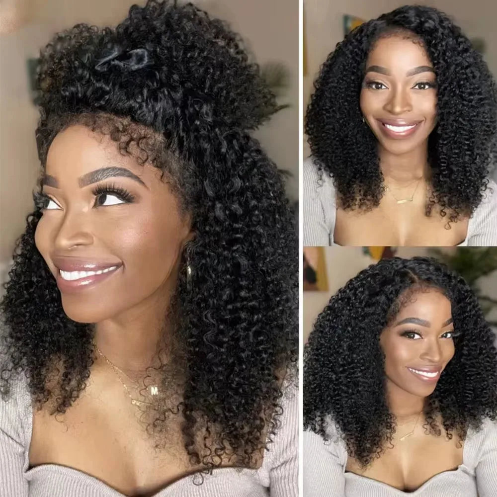 4C Kinky Edges Water Wave Invisible Strap 360 Full Lace Front Glueless Wig Vietnamese Raw Human Hair Deep Wave Lace Frontal Wig