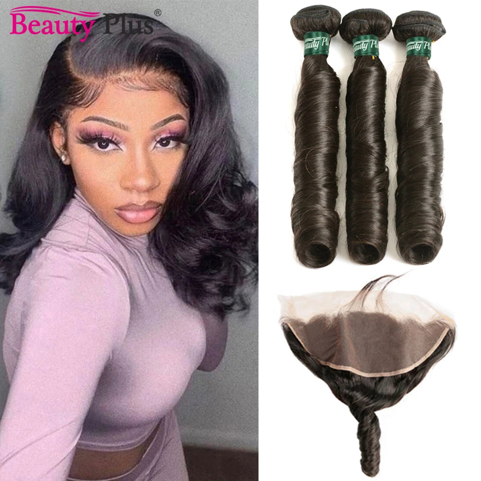 10-28 Inch Bouncy Hair Romance Curly Frontal With Bundles Remy Brazilian Egg Curl Human Hair Weave Bundles With 4x4 Lace Closure