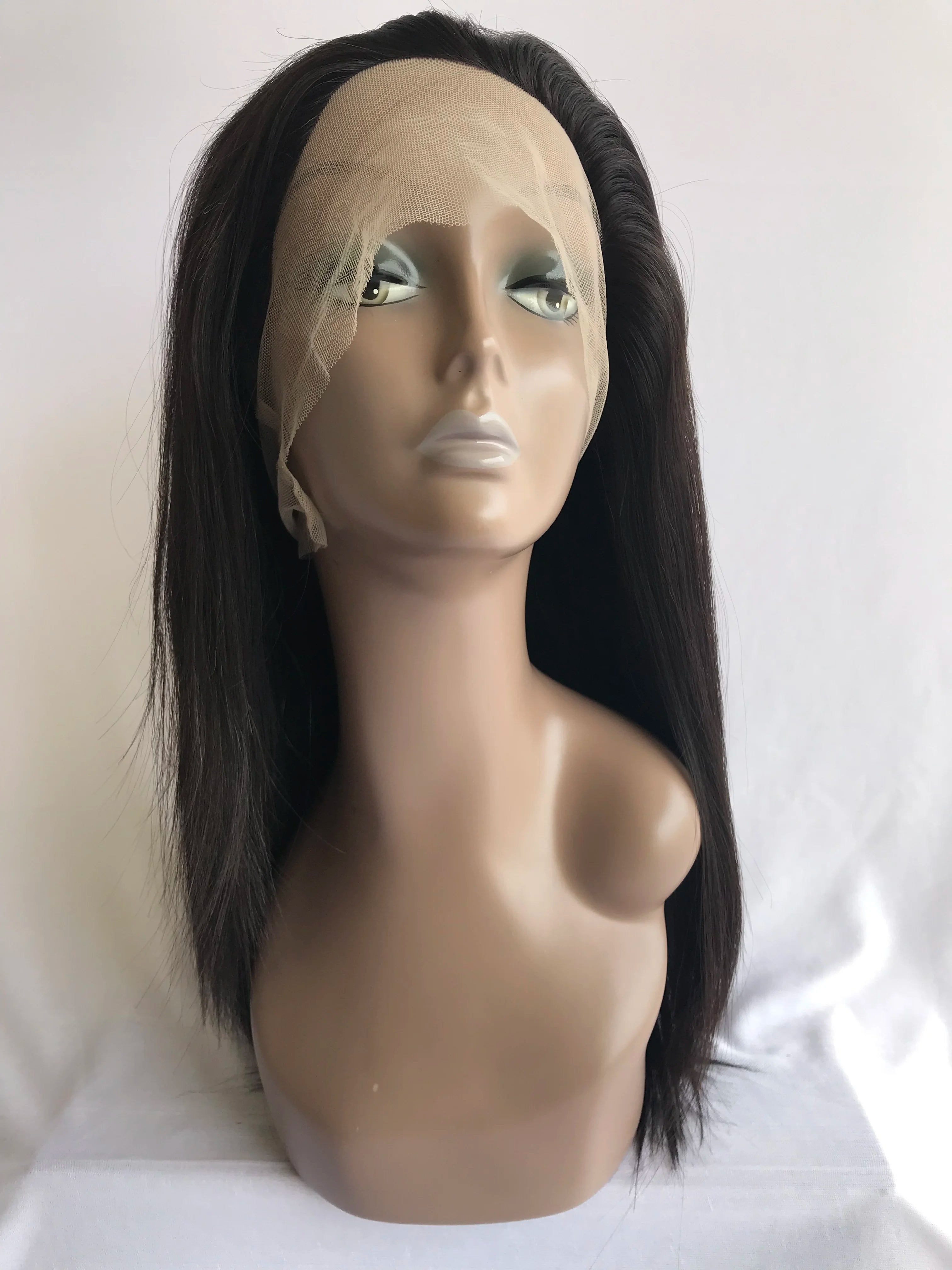 100% Exported Raw Unprocessed 18-Inch Natural Straight Full Cuticle Aligned Indian Temple Virgin Hair One Donor Human Hair Wigs