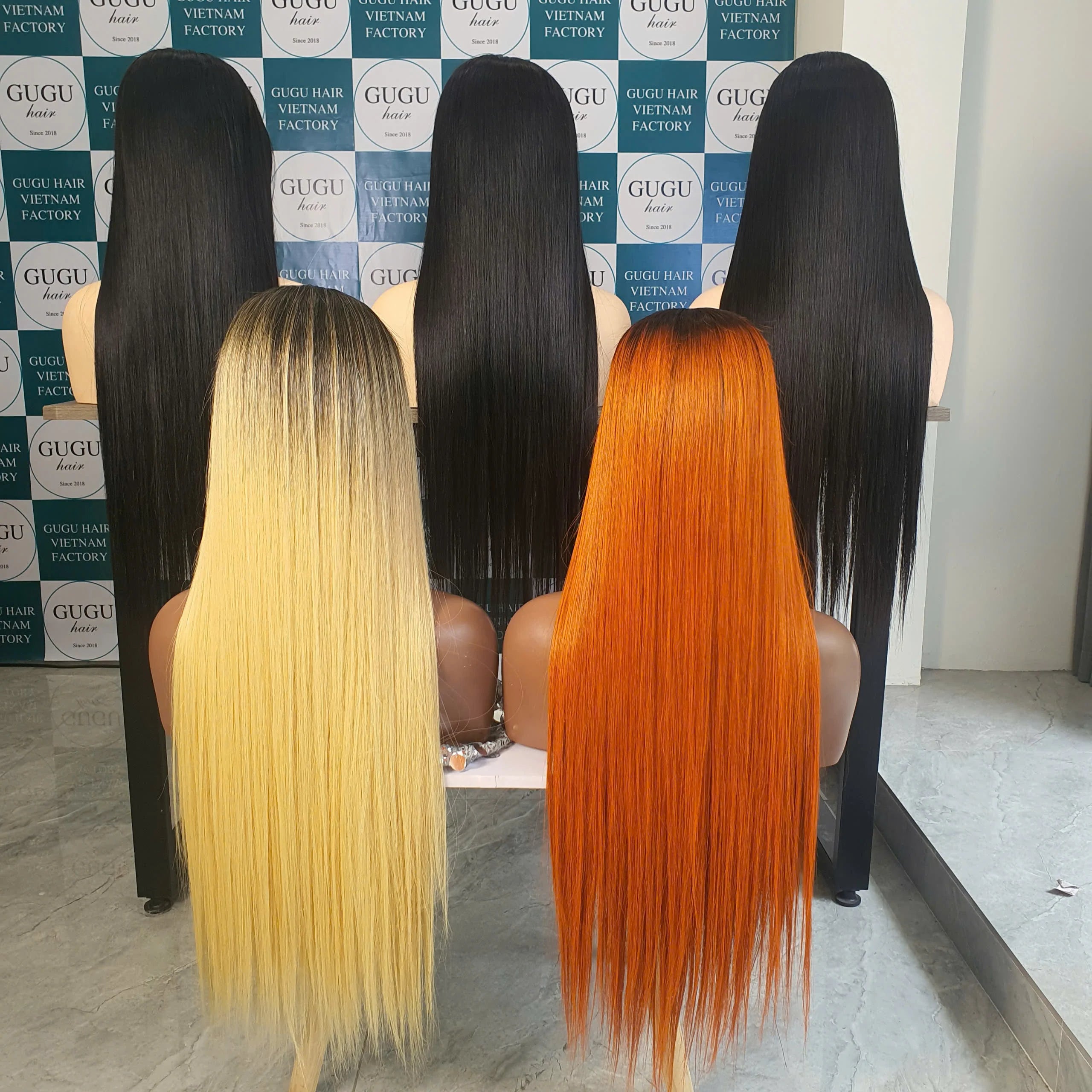 30inch 100% Virgin Vietnamese Remy Human Hair for Orange Deep Wave Straight Lace Front Wigs Double Drawn Long Length Transparent