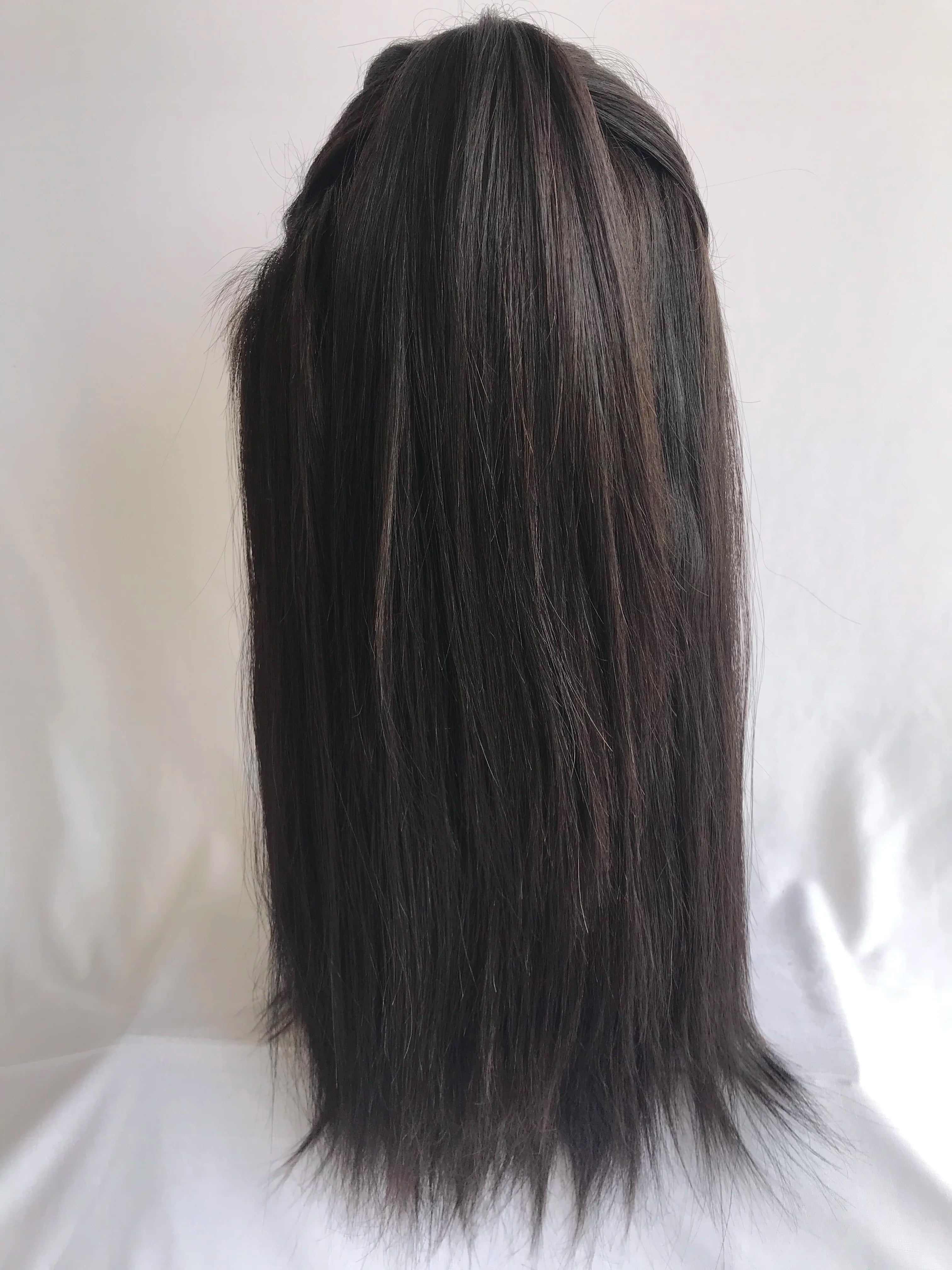 100% Exported Raw Unprocessed 18-Inch Natural Straight Full Cuticle Aligned Indian Temple Virgin Hair One Donor Human Hair Wigs