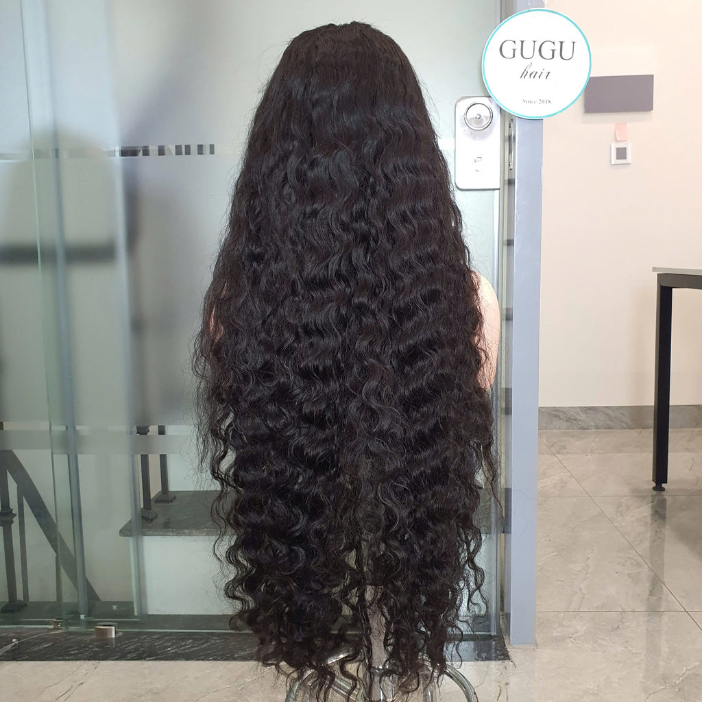 Long length deep wave Human Hair Wigs 100% Vietnamese raw Natural Color Double Drawn High density HD lace