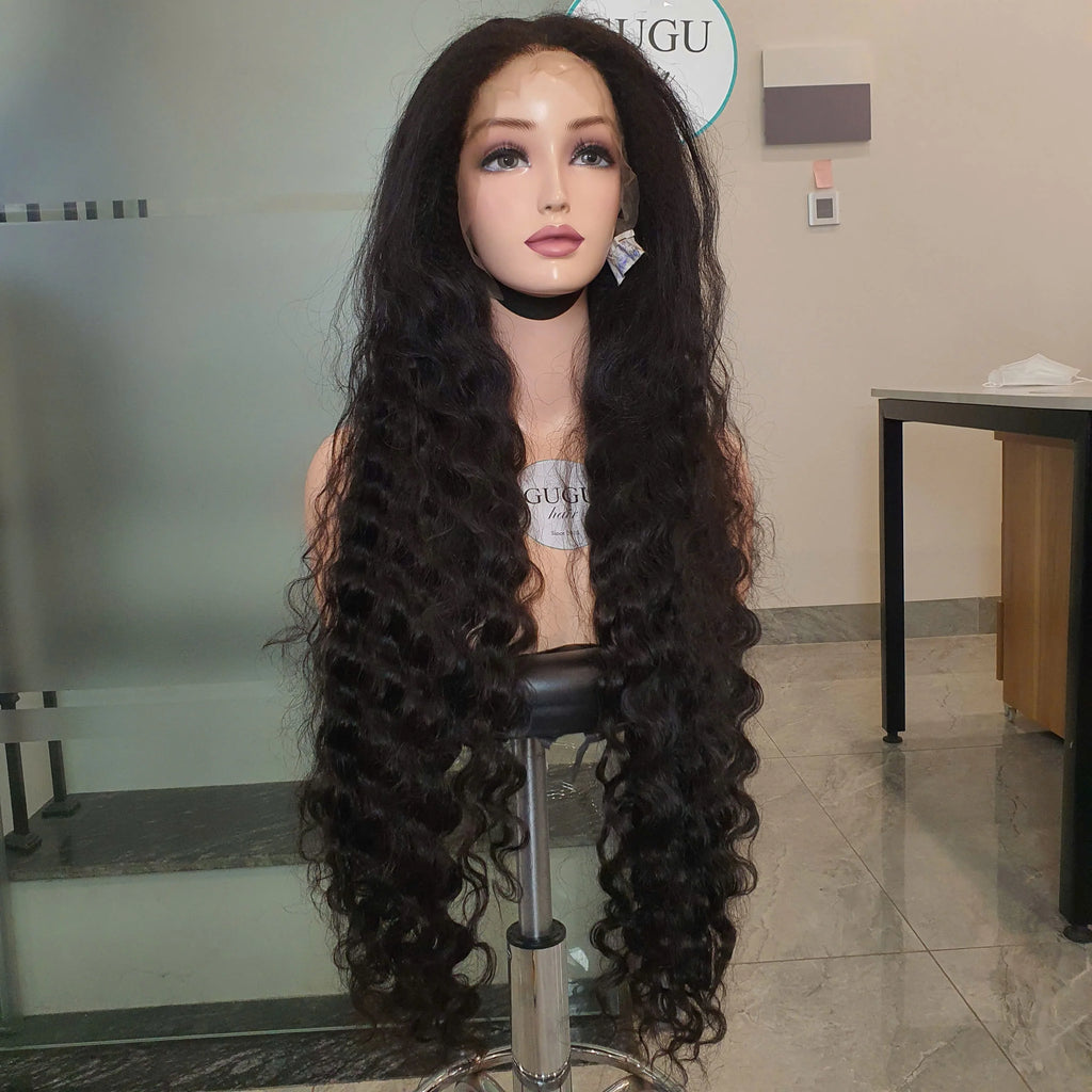 Long length deep wave Human Hair Wigs 100% Vietnamese raw Natural Color Double Drawn High density HD lace