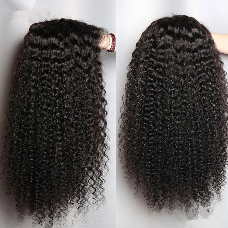 Mongolian Afro Kinky Curly Wig 400% High Density Virgin Cuticle Aligned Hair Lace Frontal Closure Wigs