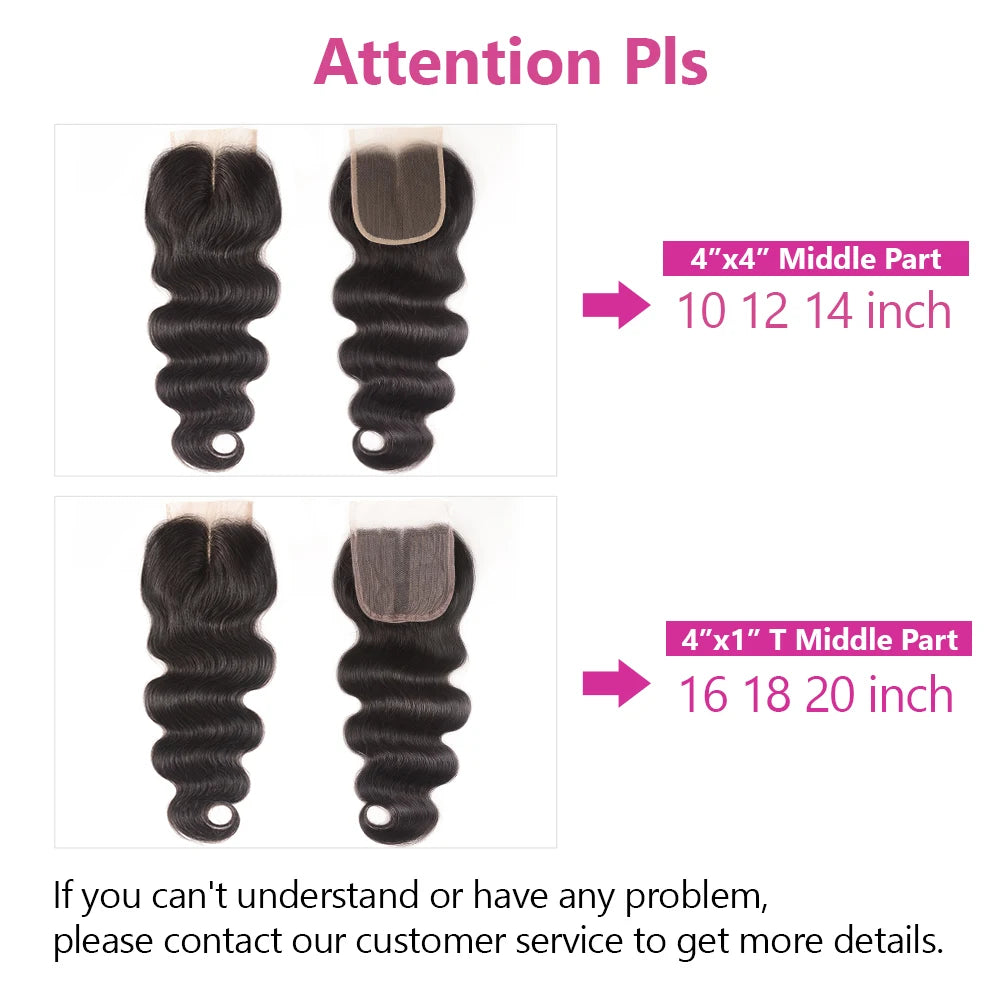 Nadula Hair 3/4 Bundles With Closure Brazilian Body Wave With Closure 4*4 Swiss Lace Closure 100% Remy Human Hair Natural Color