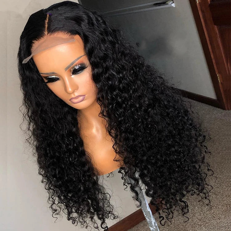 Mongolian Afro Kinky Curly Wig 400% High Density Virgin Cuticle Aligned Hair Lace Frontal Closure Wigs