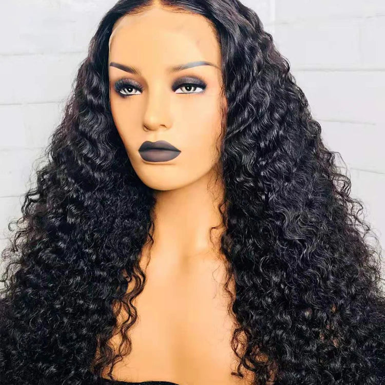 Mongolian Afro Kinky Curly Wig 400% High Density Virgin Cuticle Aligned Hair Lace Frontal Closure Wigs