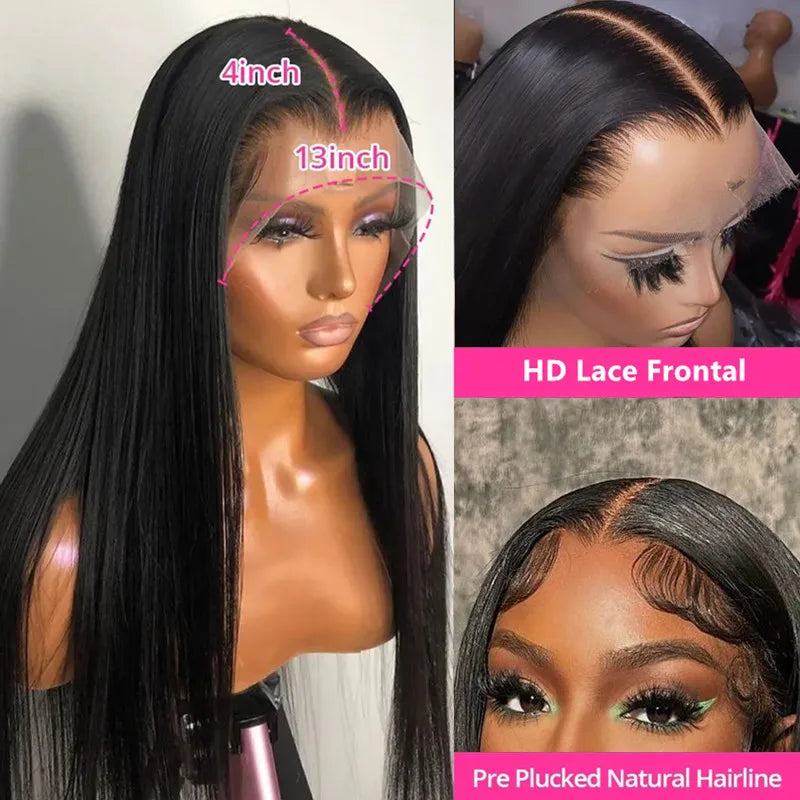 32 40 Inch Human Hair HD Lace Wig Straight Brazilian Virgin Hair Wigs Lace Front Human Hair Cheap Lace Frontal Wig Vendor