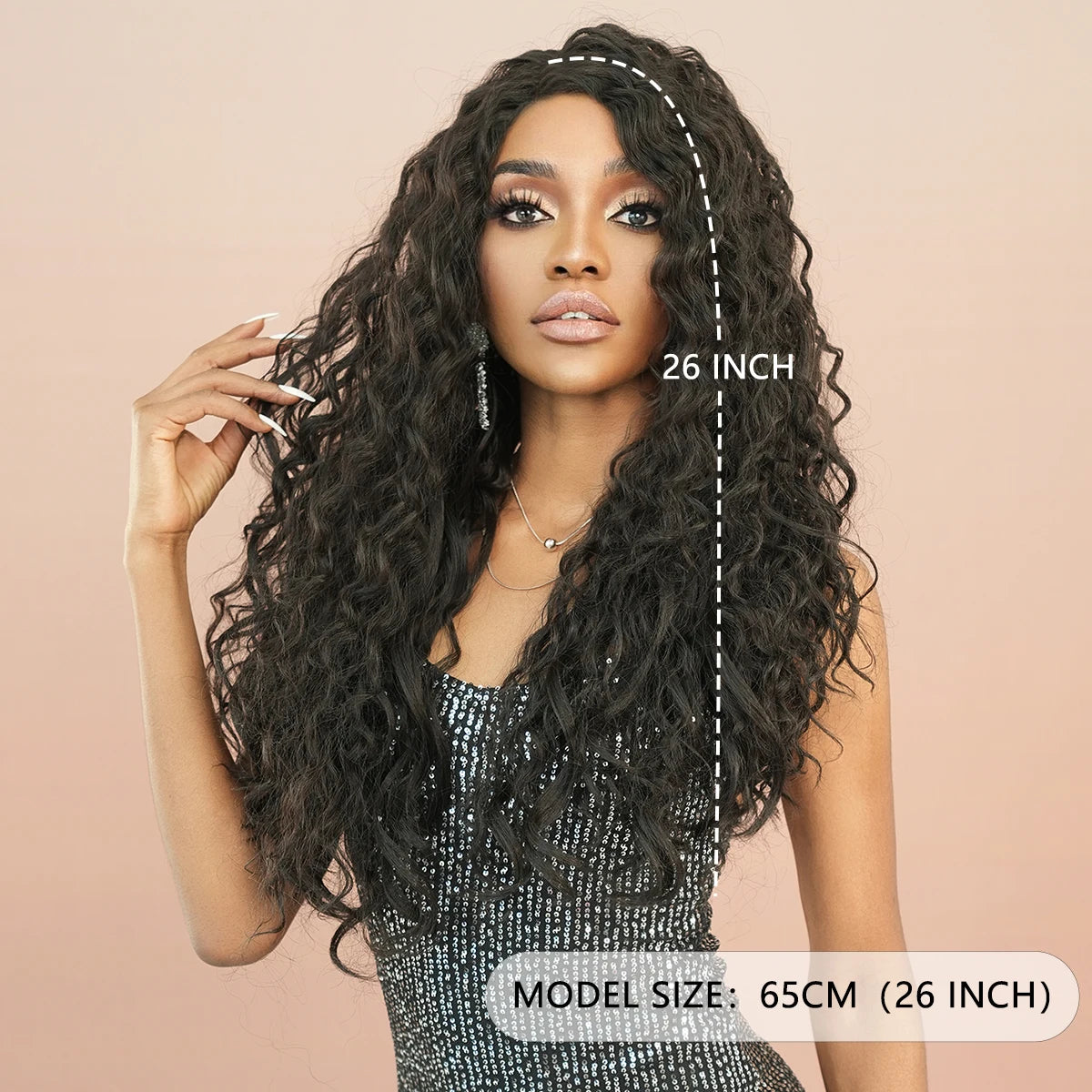 Deep Wave Lace Front Wigs Synthetic Hair for Women Curly Glueless Hair Wigs Pre Plucked with Baby Hair Natural Hairline 150% 26"