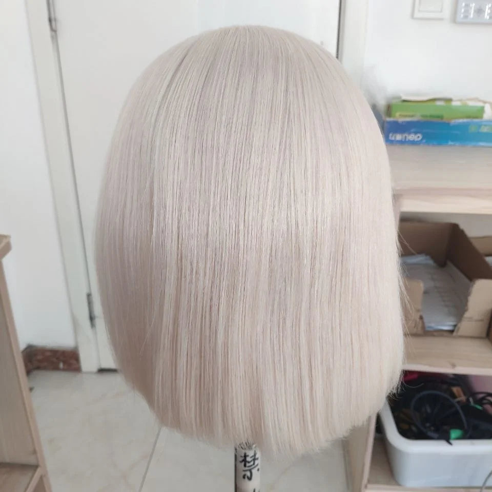 10 Inch Platinum Blonde Wig HD Lace Glueless 13X6 Lace Front Wig Elsa White Blonde Virgin European Human Hair Wigs