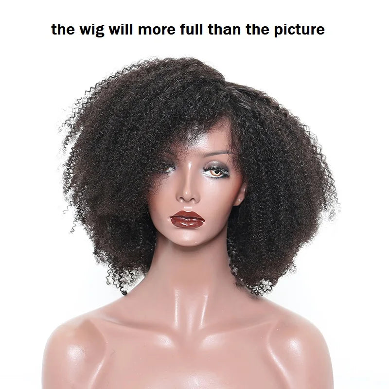 100% Real Human Hair Girls Short Hairstyle Afro Women Swiss Full Lace Wigs 180% Density Kinky Curly Wigs With Custom Package