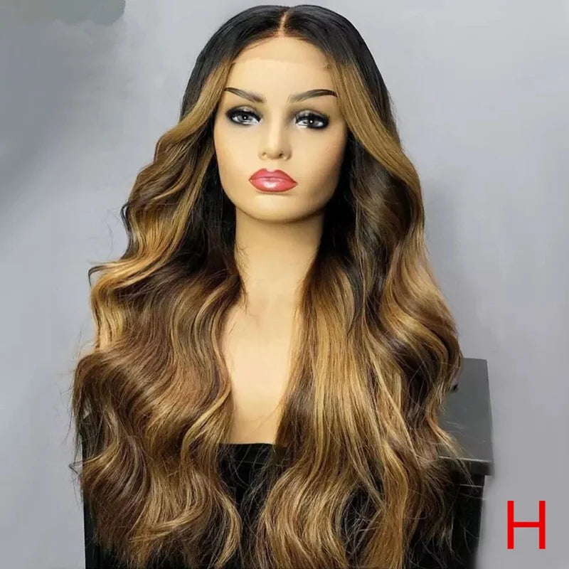 Customized Texture Long 40 Inches Honey Brown Highlight Color Cuticle Aligned Hair HD Lace Front Wigs