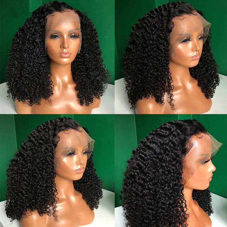 Mongolian Afro Kinky Curly Wig 400% High Density Virgin Cuticle Aligned Hair Lace Frontal Closure Wigs