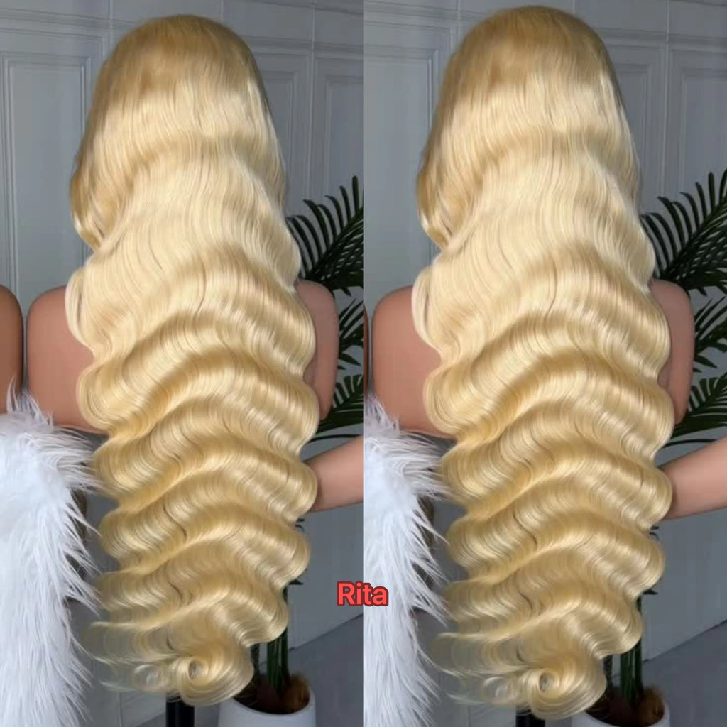 Top 613 Blonde 180% Density Raw Virgin Cambodian Indian 13X4 613 Blonde Body Wave Transparent Lace Frontal Human Hair Wigs