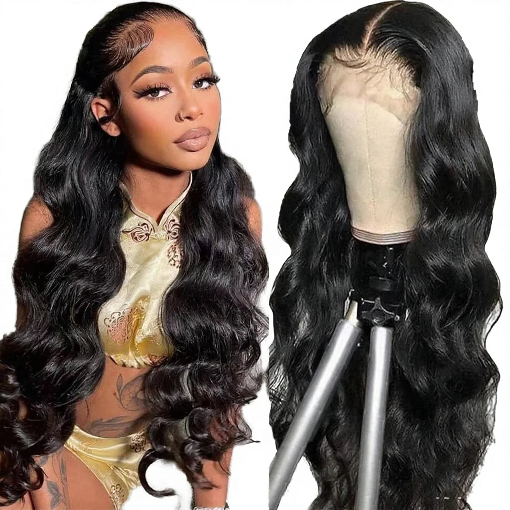 Special Sale 24 Inch Virgin Brazilian Human Hair Wigs Natural Black Transparent HD for Lace Front Body Wave Double Drawn Hair