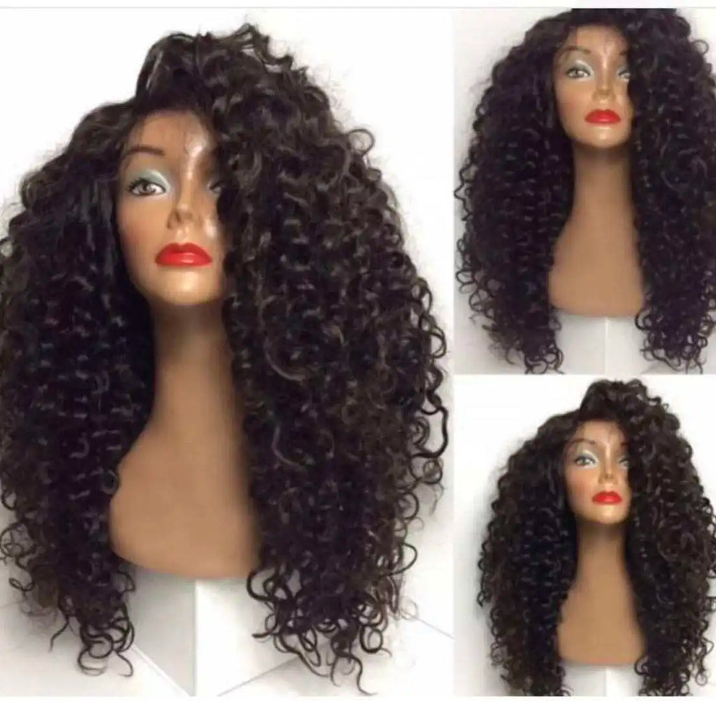 Mongolian Afro Kinky Curly Wig 400% High Density Virgin Cuticle Aligned Hair Lace Frontal Closure Wigs