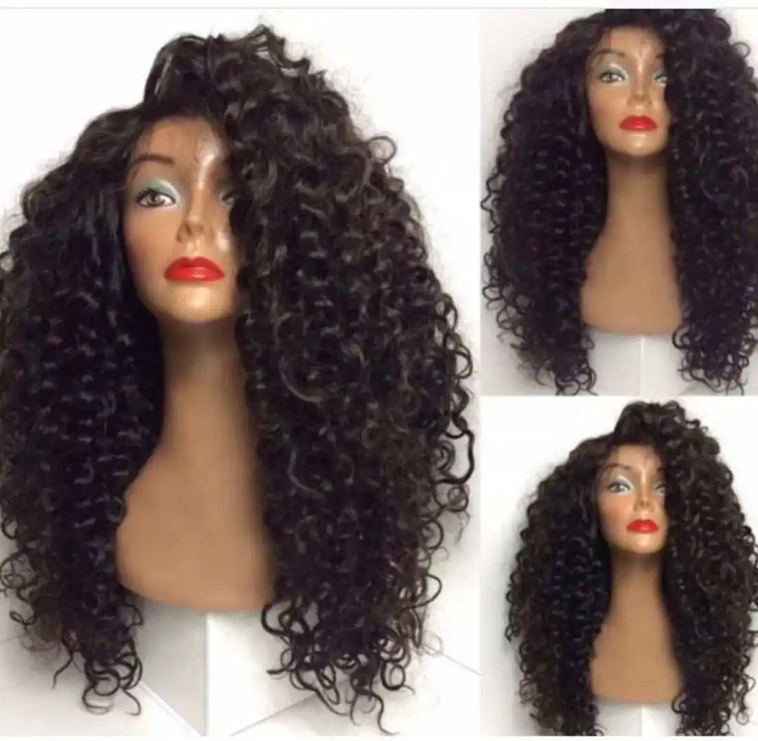 Mongolian Afro Kinky Curly Wig 400% High Density Virgin Cuticle Aligned Hair Lace Frontal Closure Wigs