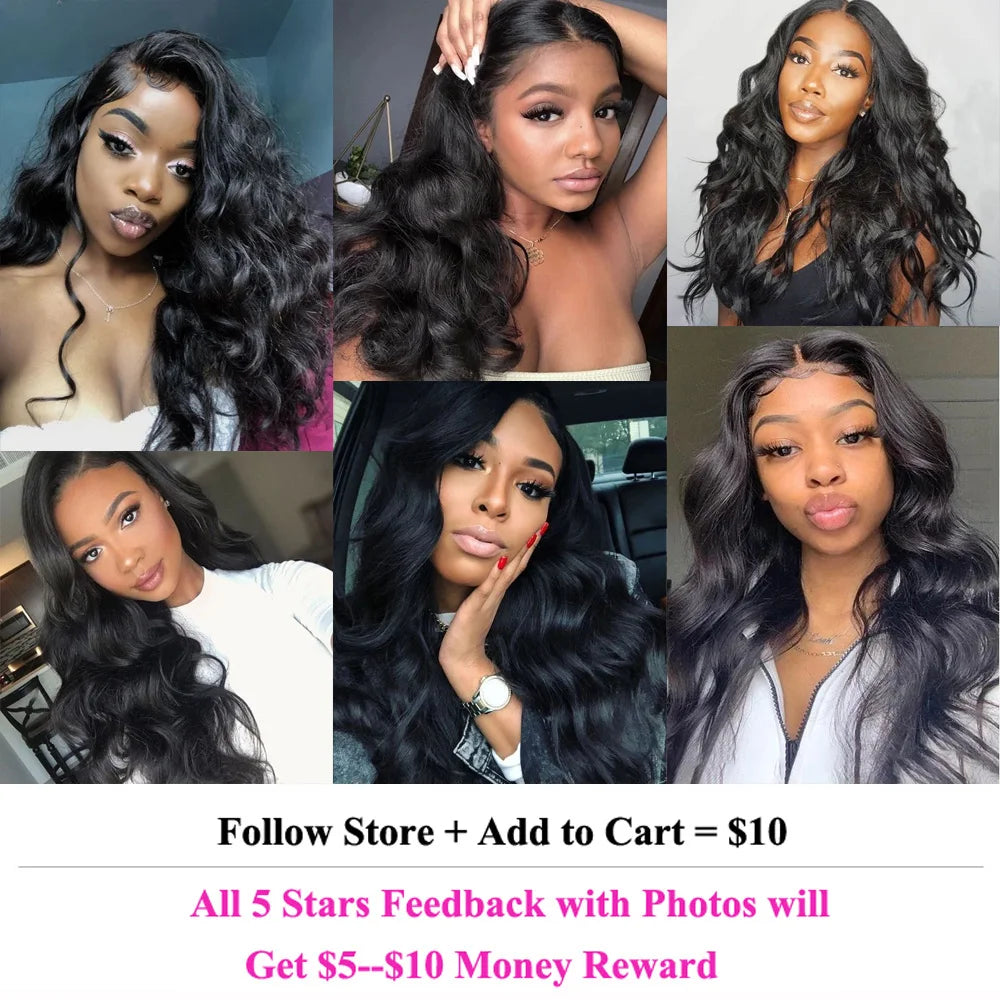 Julia Hair 28 Inch Brazilian Body Wave 3/4 Bundles with Closure Free Part 100% Virgin Human Hair Swiss Lace Closure with Bundles