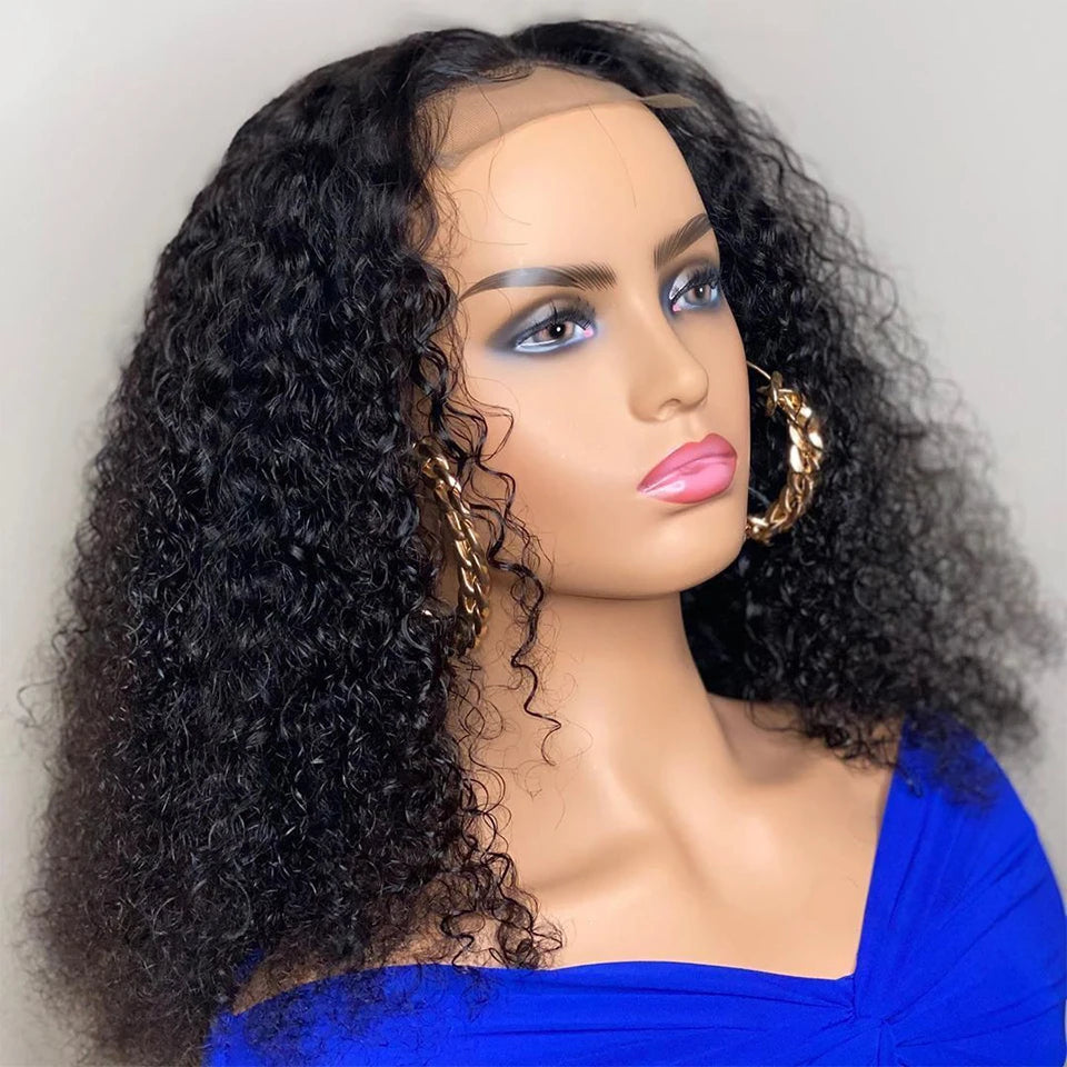 Mongolian Afro Kinky Curly Wig 400% High Density Virgin Cuticle Aligned Hair Lace Frontal Closure Wigs