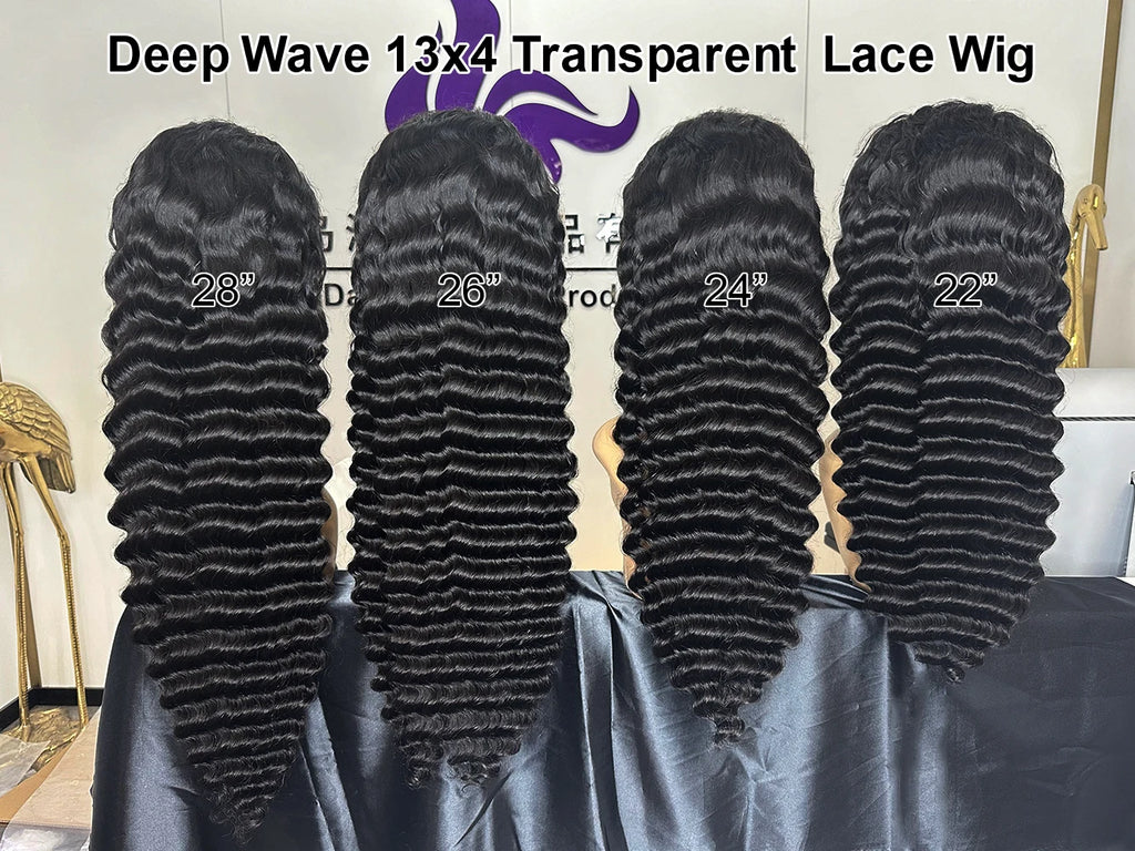 Top Sales Full Lace Frontal Wig Transparent Lace 13*4 Deep Wave Human Hair Wigs Ready to Ship Can by Bleached