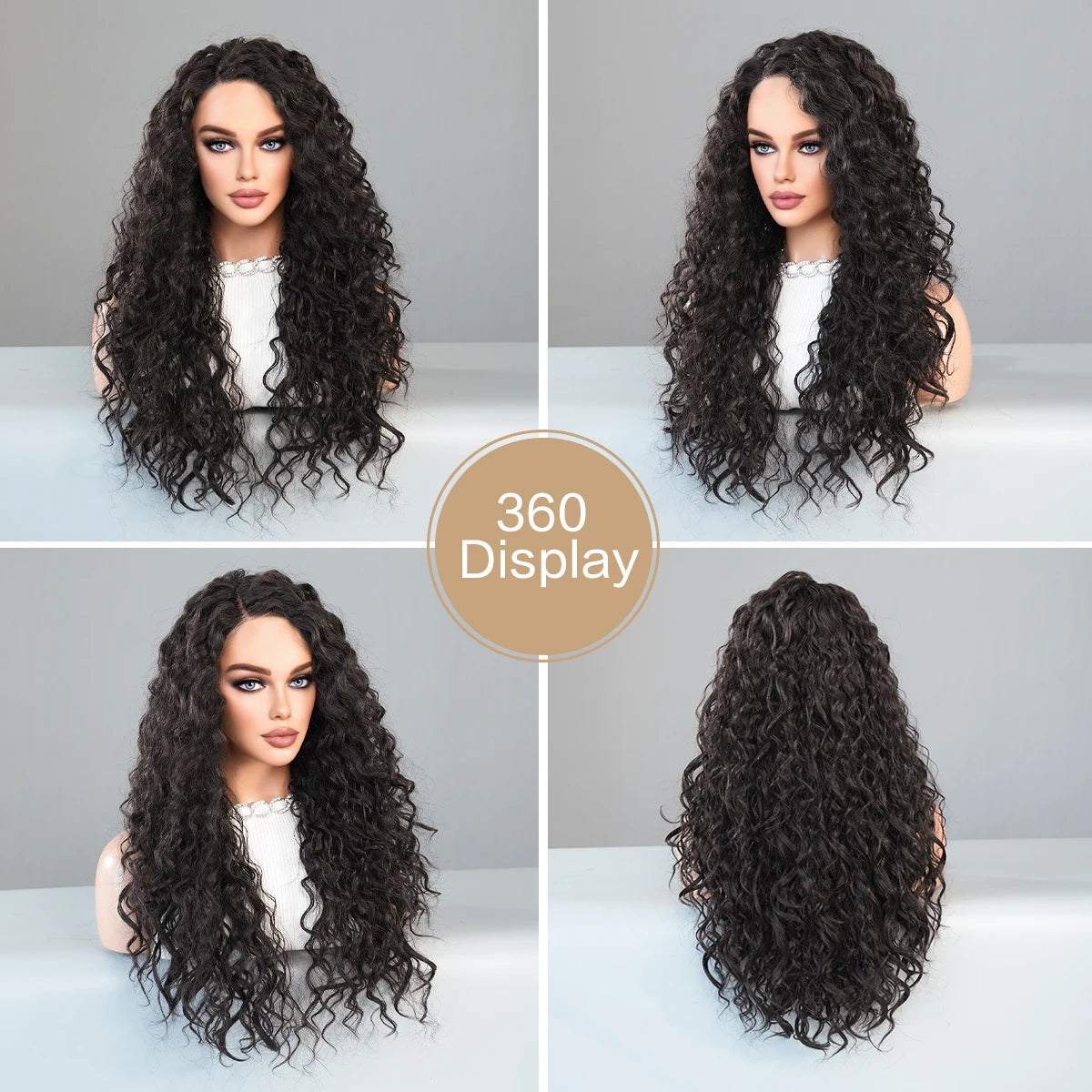 Deep Wave Lace Front Wigs Synthetic Hair for Women Curly Glueless Hair Wigs Pre Plucked with Baby Hair Natural Hairline 150% 26"