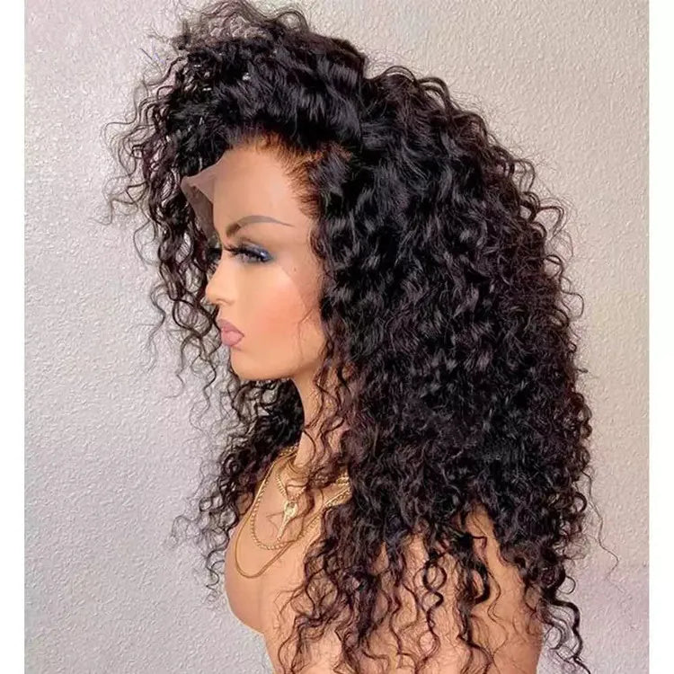 Mongolian Afro Kinky Curly Wig 400% High Density Virgin Cuticle Aligned Hair Lace Frontal Closure Wigs