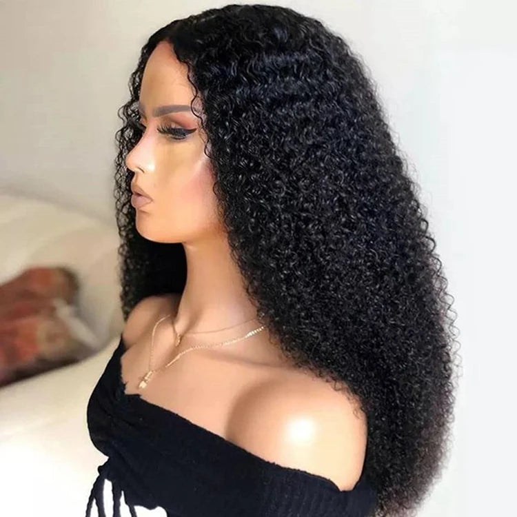 Mongolian Afro Kinky Curly Wig 400% High Density Virgin Cuticle Aligned Hair Lace Frontal Closure Wigs