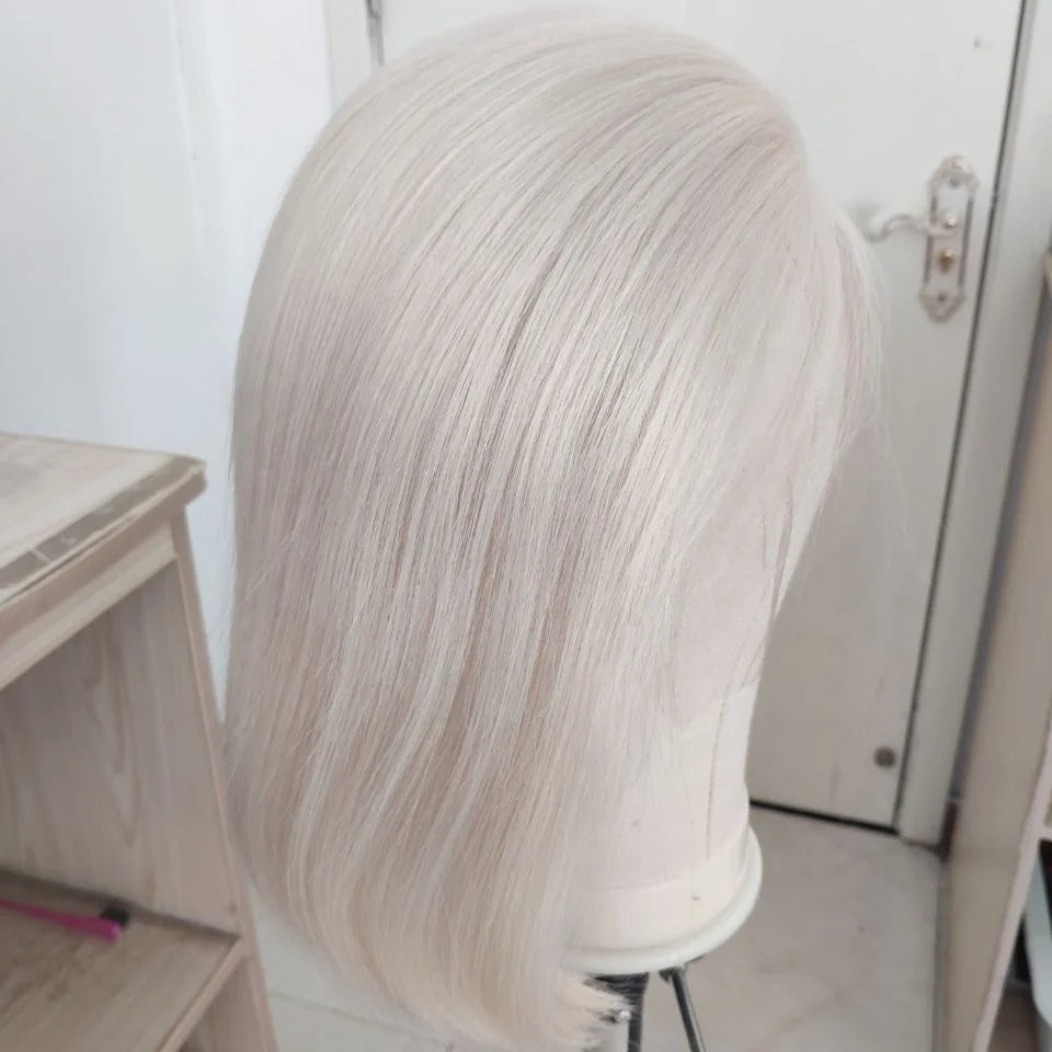 10 Inch Platinum Blonde Wig HD Lace Glueless 13X6 Lace Front Wig Elsa White Blonde Virgin European Human Hair Wigs