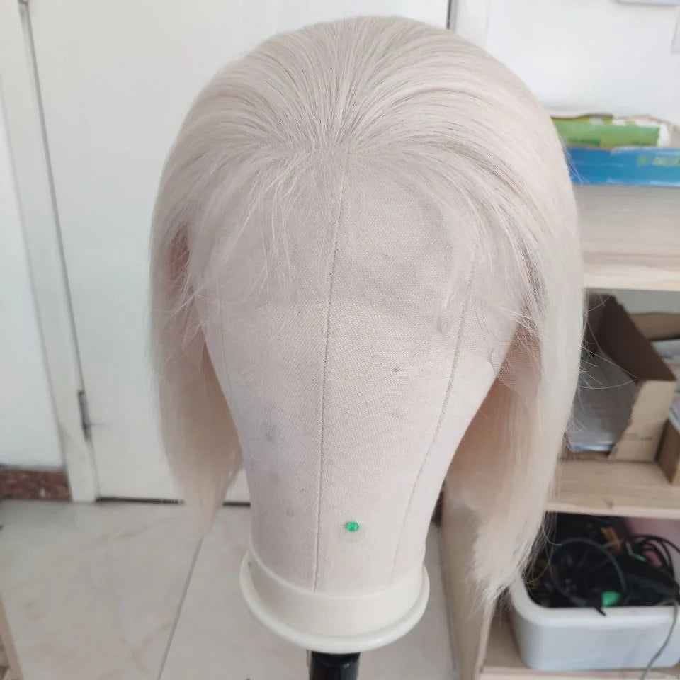 10 Inch Platinum Blonde Wig HD Lace Glueless 13X6 Lace Front Wig Elsa White Blonde Virgin European Human Hair Wigs