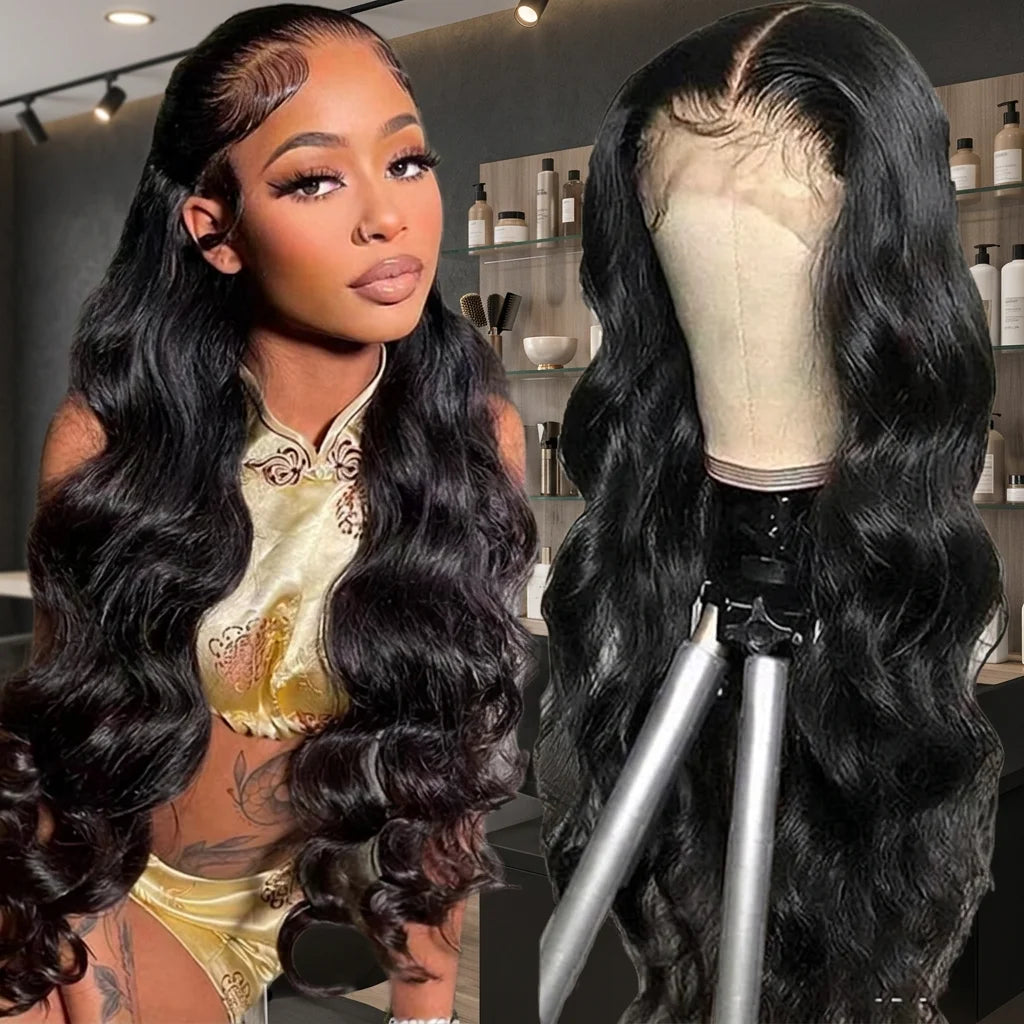 Special Sale 24 Inch Virgin Brazilian Human Hair Wigs Natural Black Transparent HD for Lace Front Body Wave Double Drawn Hair