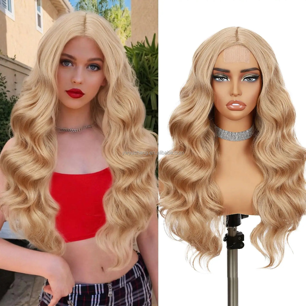 Body Wave Burgundy Ombre 13X4 Front Lace Red Black Blonde Highlight Natural Synthetic Fiber High Temperature Glueless Hair Wigs