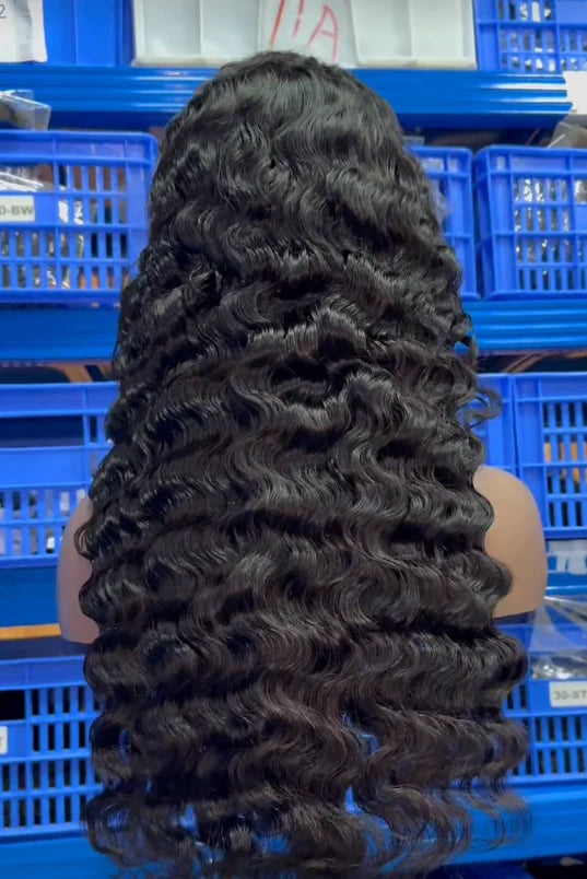 Ready to Ship Premium Quality Natural Black Silky Raw Hair Cuticles Aligned HD Lace Indian Curly Wave Curl Wigs