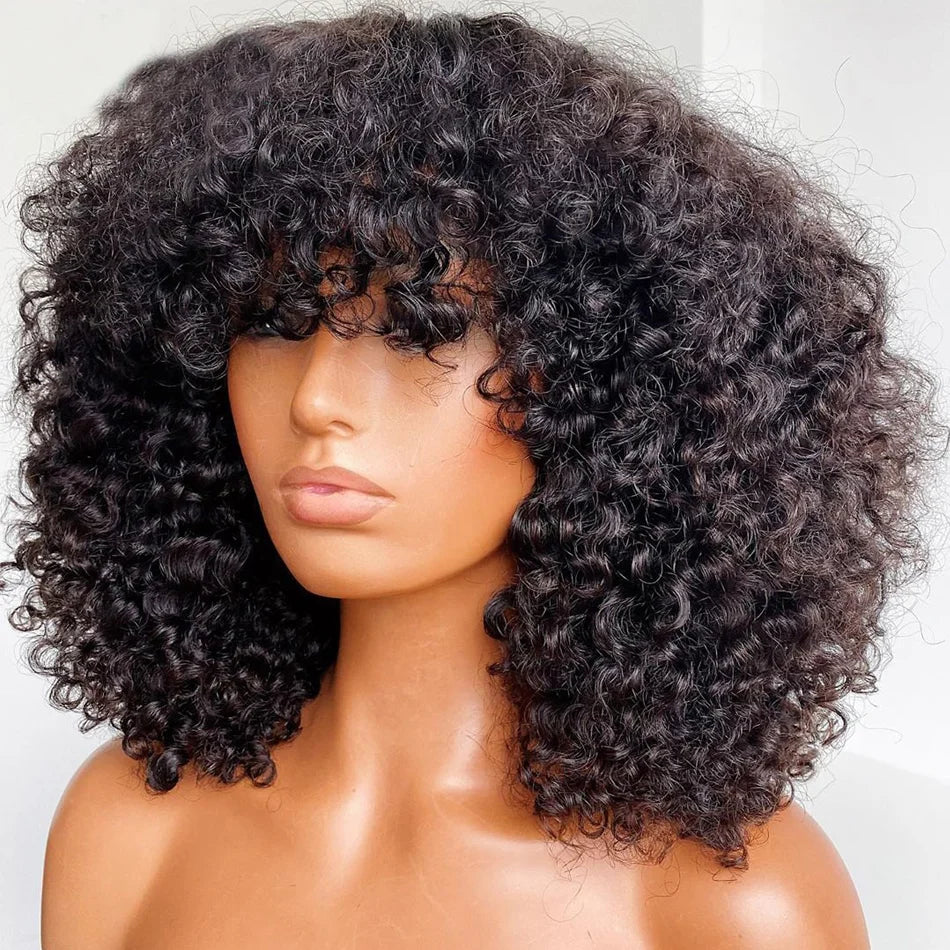 Mongolian Afro Kinky Curly Wig 400% High Density Virgin Cuticle Aligned Hair Lace Frontal Closure Wigs