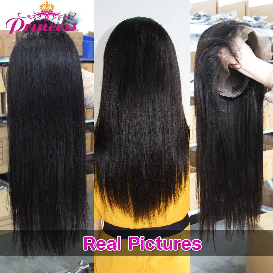 Princess 13x4/13x6 HD Transparent Lace Front Human Hair Wigs PrePlucked 4x4 Closure Wig Brazilian Straight Lace Frontal Wig
