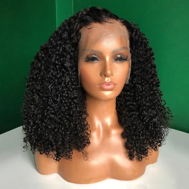 Mongolian Afro Kinky Curly Wig 400% High Density Virgin Cuticle Aligned Hair Lace Frontal Closure Wigs