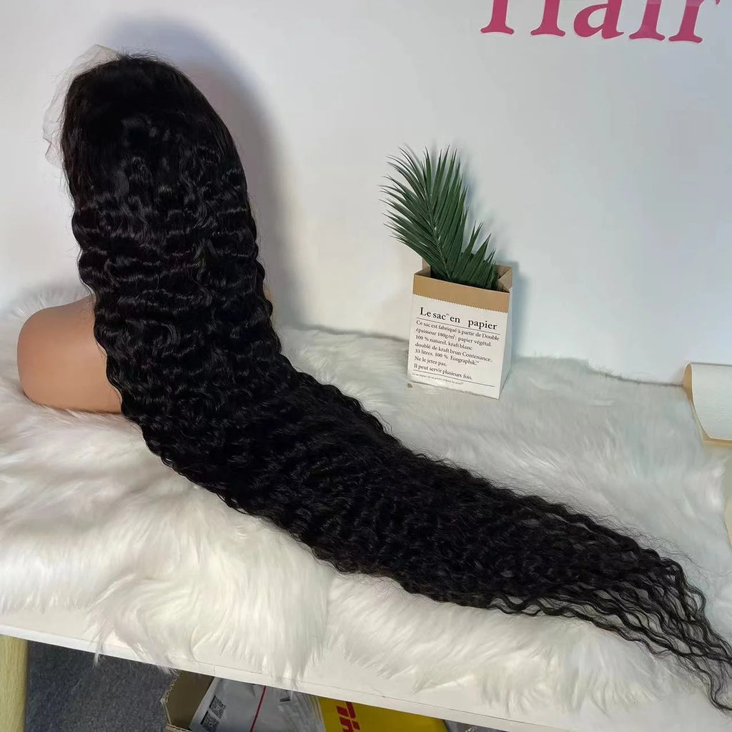 Amararen 13*6 Transparent Lace Amara Curly Wave Lace Frontal Wig Natural Color 100 Virgin Human Hair 40inch Lace Frontal Wigs