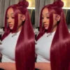XBL Burgundy Colored Human Hair Lace Front Wig 99J 13x4 Red Wholesale Virgin Cuticle Aligned Remy Brazilian HD Lace Wigs