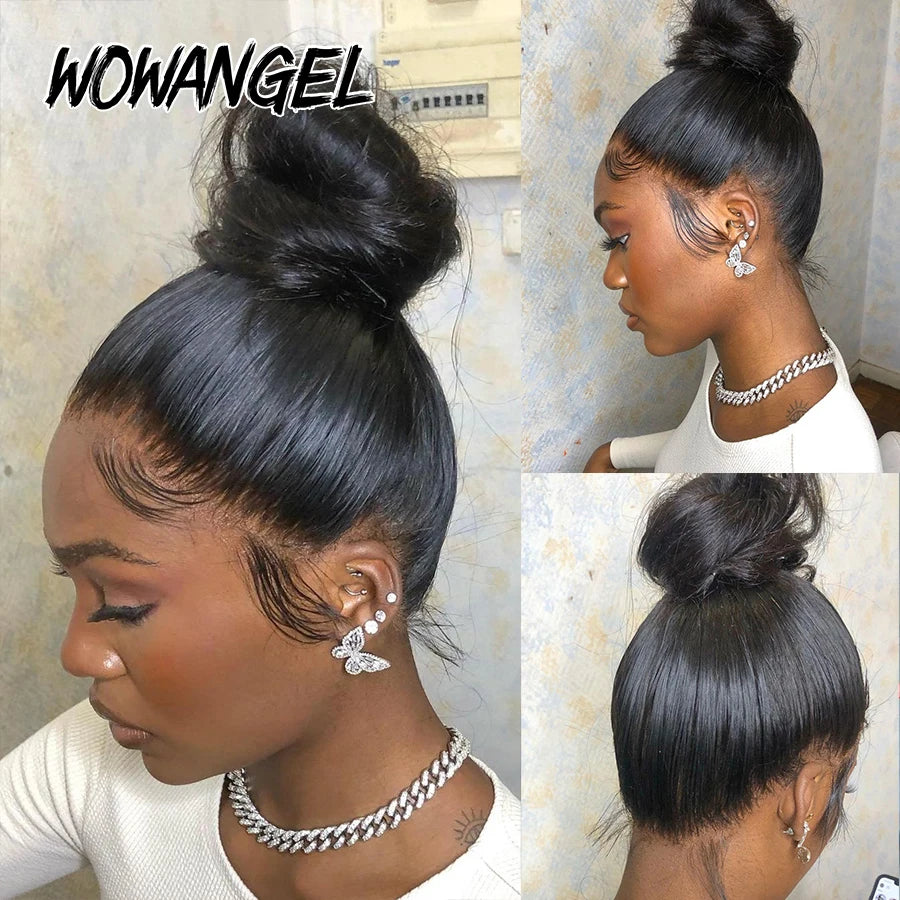 Wow Angel 360 HD Lace Frontal Wigs Straight Lace Front Wigs Human Hair Skins Melted Natural Scalp Remy Brazilian Hair For Women